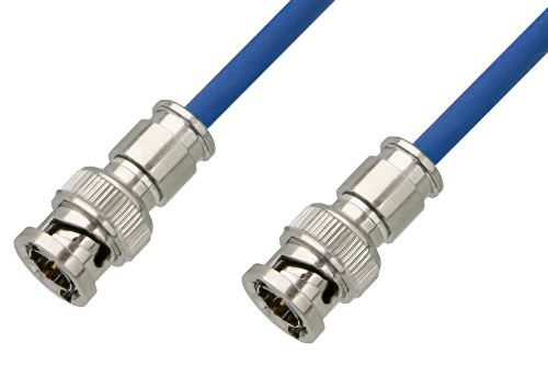 75 Ohm BNC Male to 75 Ohm BNC Male Cable 12 Inch Length Using 75 Ohm PE-B159-BL Blue Coax