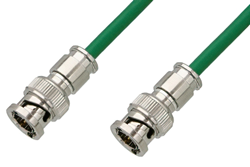 75 Ohm BNC Male to 75 Ohm BNC Male Cable 48 Inch Length Using 75 Ohm PE-B159-GR Green Coax