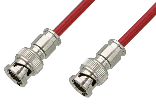 75 Ohm BNC Male to 75 Ohm BNC Male Cable 24 Inch Length Using 75 Ohm PE-B159-RD Red Coax