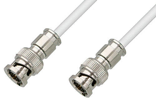 75 Ohm BNC Male to 75 Ohm BNC Male Cable 48 Inch Length Using 75 Ohm PE-B159-WH White Coax