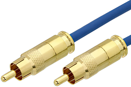 75 Ohm RCA Male to 75 Ohm RCA Male Cable 12 Inch Length Using 75 Ohm PE-B159-BL Blue Coax
