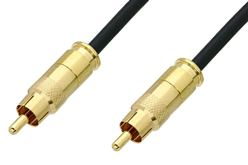 75 Ohm RCA Male to 75 Ohm RCA Male Cable 24 Inch Length Using 75 Ohm PE-B159-BK Black Coax