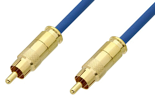 75 Ohm RCA Male to 75 Ohm RCA Male Cable 60 Inch Length Using 75 Ohm PE-B159-BL Blue Coax