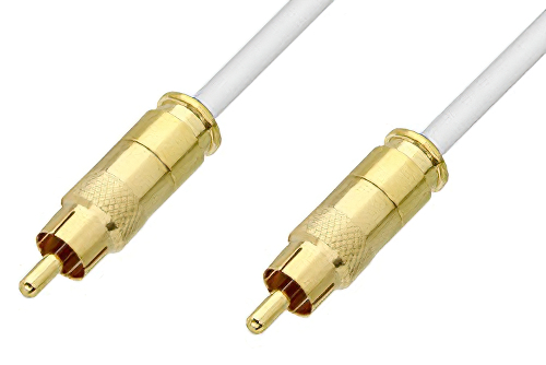 75 Ohm RCA Male to 75 Ohm RCA Male Cable 60 Inch Length Using 75 Ohm PE-B159-WH White Coax