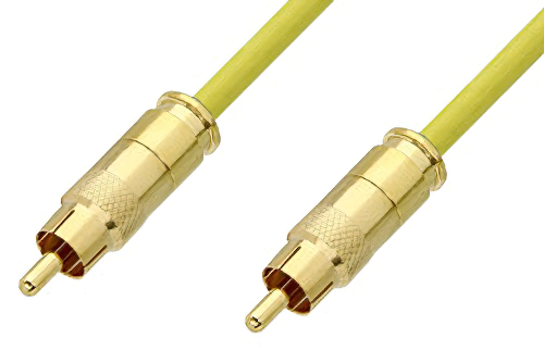 75 Ohm RCA Male to 75 Ohm RCA Male Cable 36 Inch Length Using 75 Ohm PE-B159-YW Yellow Coax