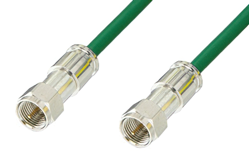 75 Ohm F Male to 75 Ohm F Male Cable 36 Inch Length Using 75 Ohm PE-B159-GR Green Coax
