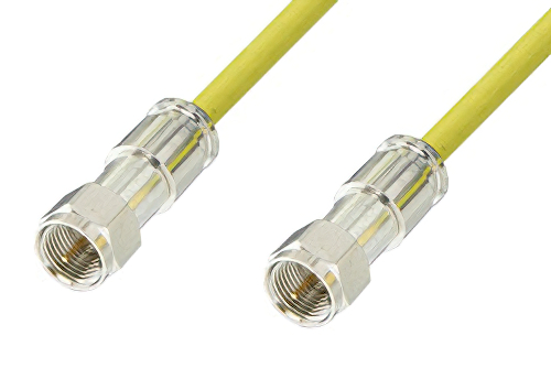 75 Ohm F Male to 75 Ohm F Male Cable 48 Inch Length Using 75 Ohm PE-B159-YW Yellow Coax