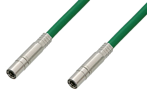 75 Ohm Mini SMB Plug to 75 Ohm Mini SMB Plug Cable 12 Inch Length Using 75 Ohm PE-B159-GR Green Coax