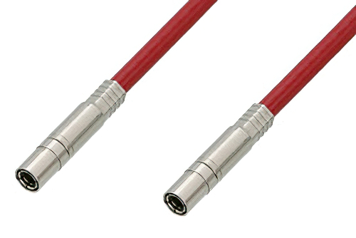 75 Ohm Mini SMB Plug to 75 Ohm Mini SMB Plug Cable Using 75 Ohm PE-B159-RD Red Coax