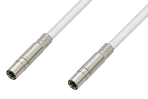 75 Ohm Mini SMB Plug to 75 Ohm Mini SMB Plug Cable 12 Inch Length Using 75 Ohm PE-B159-WH White Coax