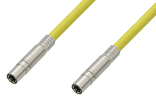75 Ohm Mini SMB Plug to 75 Ohm Mini SMB Plug Cable Using 75 Ohm PE-B159-YW Yellow Coax