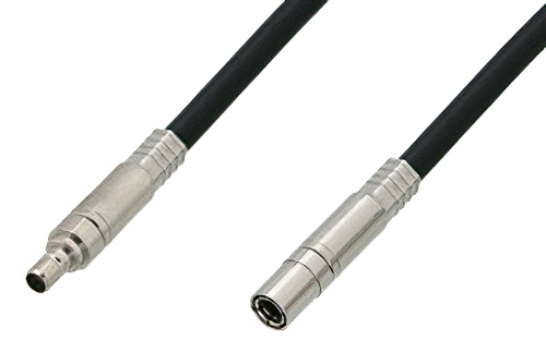 75 Ohm Mini SMB Plug to 75 Ohm Mini SMB Jack Cable Using 75 Ohm PE-B159-BK Black Coax