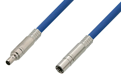 75 Ohm Mini SMB Plug to 75 Ohm Mini SMB Jack Cable 12 Inch Length Using 75 Ohm PE-B159-BL Blue Coax