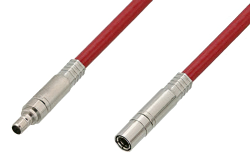 75 Ohm Mini SMB Plug to 75 Ohm Mini SMB Jack Cable 36 Inch Length Using 75 Ohm PE-B159-RD Red Coax
