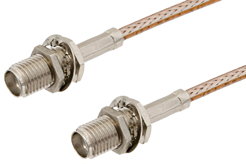 SMA Female Bulkhead to SMA Female Bulkhead Cable Using RG316-DS Coax with HeatShrink