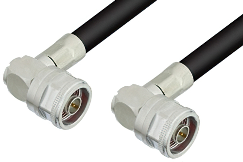 N Male Right Angle to N Male Right Angle Cable Using PE-C400 Coax , LF Solder