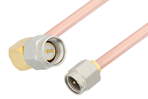 SMA Male Right Angle to SMA Male Cable Using RG402 Coax