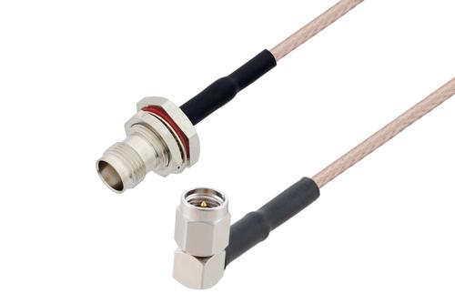 SMA Male Right Angle to TNC Female Bulkhead Cable Using RG316-DS Coax with HeatShrink