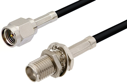 SMA Male to SMA Female Bulkhead Cable 36 Inch Length Using PE-C100-LSZH Coax