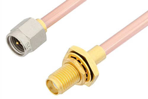 SMA Male to SMA Female Bulkhead Cable Using RG402 Coax, RoHS