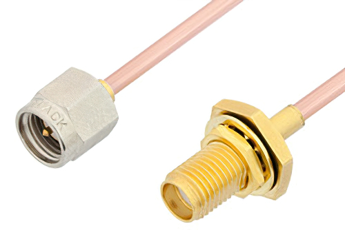 SMA Male to SMA Female Bulkhead Cable 18 Inch Length Using RG405 Coax