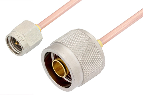 SMA Male to N Male Cable 36 Inch Length Using RG405 Coax, RoHS