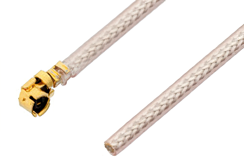 UMCX Plug Right Angle to Unterminated Lead Cable 12 Inch Length Using RG178 Coax, RoHS
