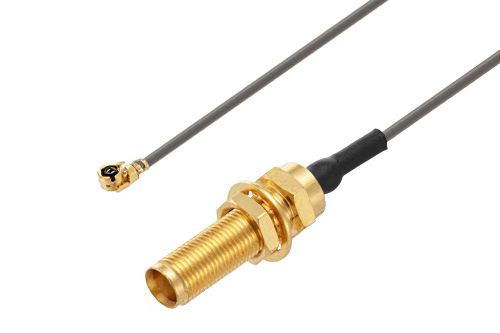 UMCX Plug Right Angle to MCX Jack Bulkhead Cable 18 Inch Length Using 1.13mm Coax