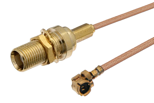 UMCX Plug to Reverse Polarity MCX Jack Bulkhead Cable 24 Inch Length Using RG178 Coax