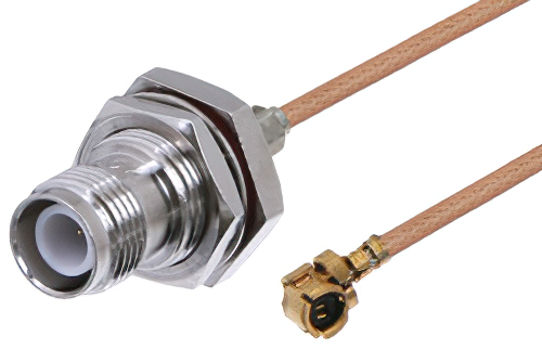 Reverse Polarity TNC Female Bulkhead to UMCX Plug Cable 12 Inch Length Using RG178 Coax