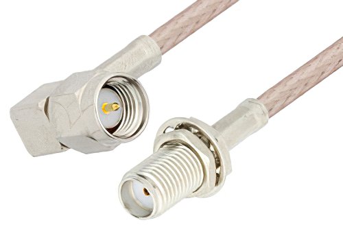 SMA Male Right Angle to SMA Female Bulkhead Cable Using RG316 Coax, RoHS