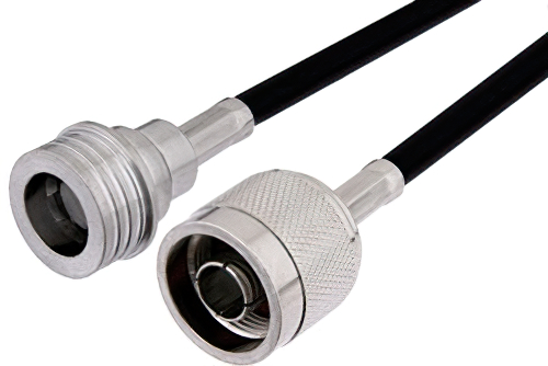 N Male to QN Male Cable 24 Inch Length Using PE-C195 Coax