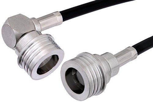 QN Male to QN Male Right Angle Cable Using RG58 Coax