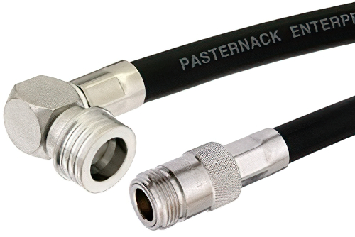 N Female to QN Male Right Angle Cable 60 Inch Length Using RG213 Coax