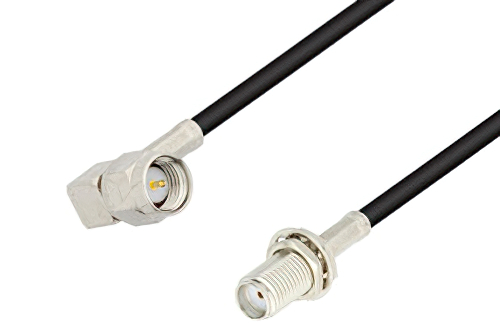 SMA Male Right Angle to SMA Female Bulkhead Cable 24 Inch Length Using PE-C100-LSZH Coax