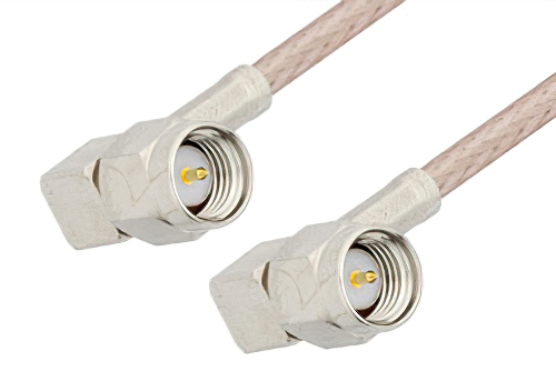 SMA Male Right Angle to SMA Male Right Angle Cable 24 Inch Length Using 75 Ohm RG179 Coax