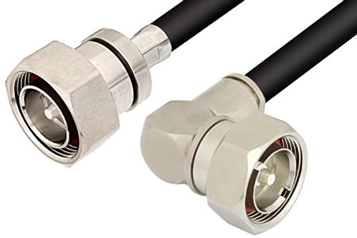 7/16 DIN Male to 7/16 DIN Male Right Angle Cable Using RG214 Coax
