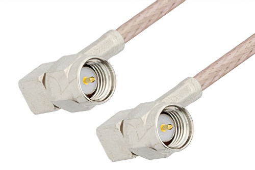 SMA Male Right Angle to SMA Male Right Angle Cable Using 75 Ohm RG179 Coax, RoHS