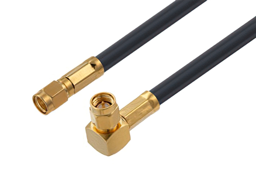 SMA Male to SMA Male Right Angle Cable 36 Inch Length Using PE-C240 Coax