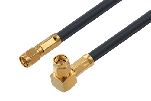 SMA Male to SMA Male Right Angle Cable 48 Inch Length Using PE-C240 Coax