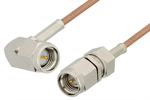 SMA Male to SMA Male Right Angle Cable 72 Inch Length Using RG178 Coax