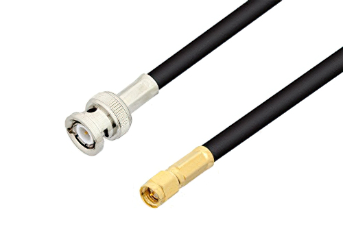 BNC Male to SMA Male Low Loss Cable 50 CM Length Using PE-C240 Coax , LF Solder