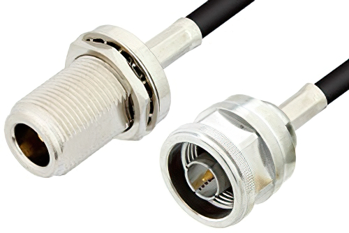 N Male to N Female Bulkhead Cable 48 Inch Length Using PE-C240 Coax