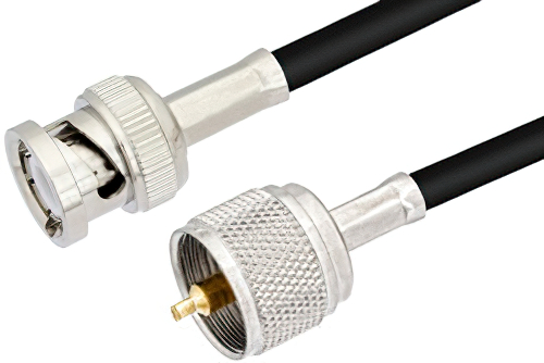 UHF Male to BNC Male Cable 48 Inch Length Using PE-C195 Coax