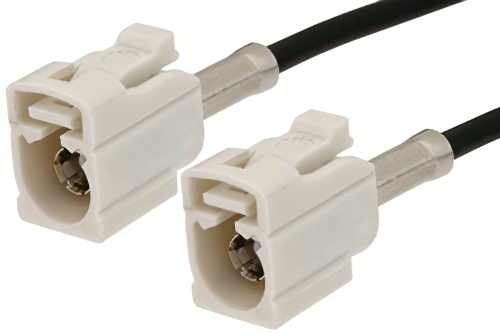 White FAKRA Jack to FAKRA Jack Cable 12 Inch Length Using PE-C100-LSZH Coax