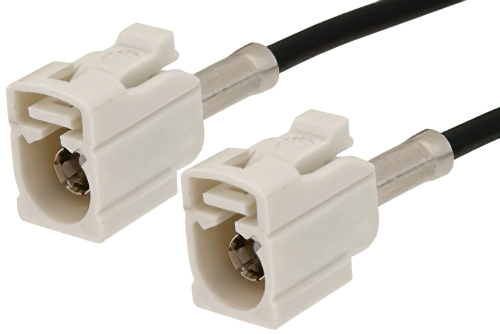 White FAKRA Jack to FAKRA Jack Cable 24 Inch Length Using PE-C100-LSZH Coax