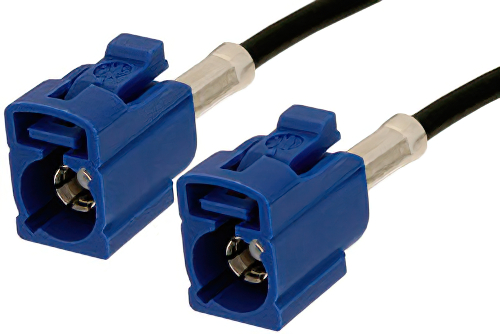 Blue FAKRA Jack to FAKRA Jack Cable 24 Inch Length Using PE-C100-LSZH Coax