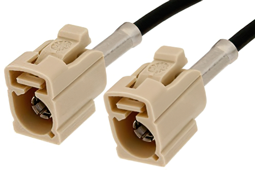 Beige FAKRA Jack to FAKRA Jack Cable 36 Inch Length Using PE-C100-LSZH Coax