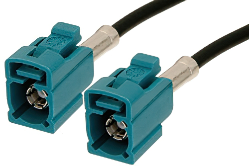 Water Blue FAKRA Jack to FAKRA Jack Cable 36 Inch Length Using PE-C100-LSZH Coax