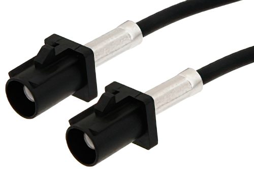 Black FAKRA Plug to FAKRA Plug Cable 24 Inch Length Using PE-C100-LSZH Coax